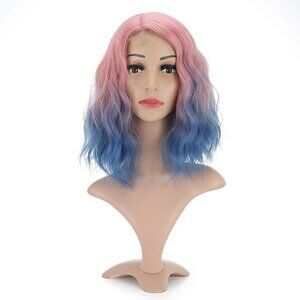 Green Bob Wavy Wigs With Air Bangs